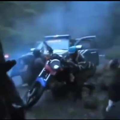 Indonesian Police shootout in a rural area.