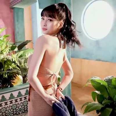 Momo - ponytail, brown weaved top, dress, alcohol free outfit