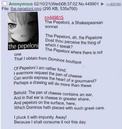 The Pepeloni, a Shakespearean sonnet
