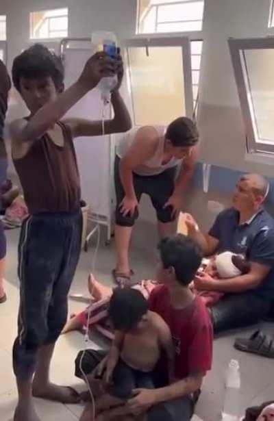 Standing to his injured mother