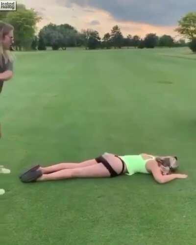 Out on the links and keeping it classy.