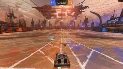 Mate was bored in rocket league and hit the shot of a lifetime (years ago)