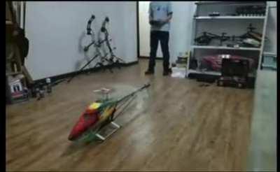 Testing an expensive rc helicopter indoor