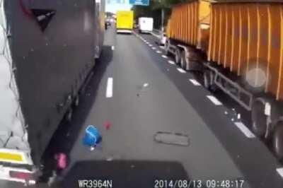 Car exiting motorway in Belgium