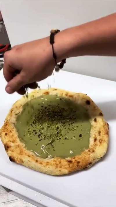 Pistachio pizza from Sicily