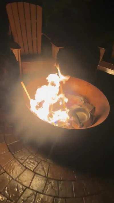 Aerosol can+fire=A great idea