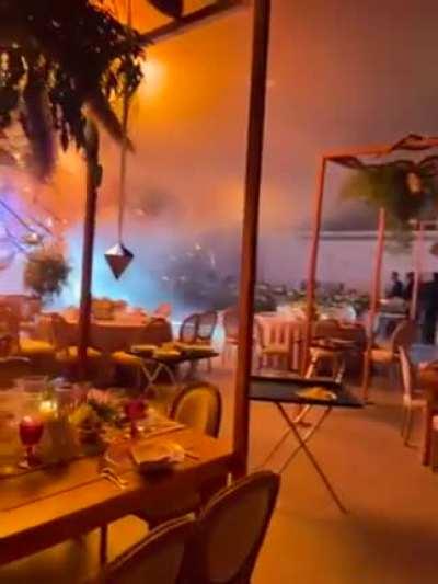 Using fireworks inside an enclosed space