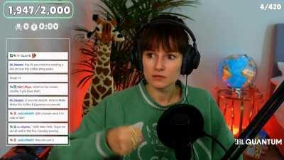 Showing us her technique.