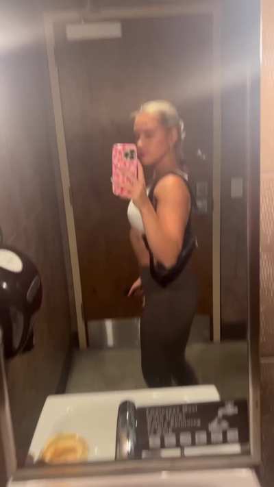 sweaty and sexy fit blonde gym girl