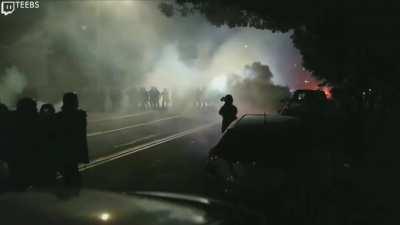 Police push antifa back - Portland 5th September