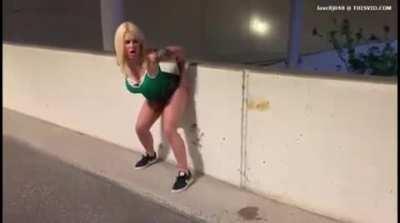 Women wipes her butt