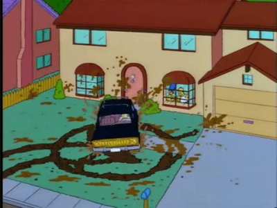 President Bush is driving on our lawn. He must be lost