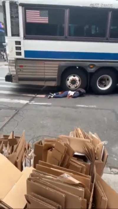 Aftermath of a 70 year old woman that was hit and dragged by a bus. (June 7, 2023. New York, USA)