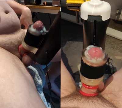 (26) Redditor milking my cock using remote controlled fleshlight while watching - who wants a go next? 😈🇬🇧