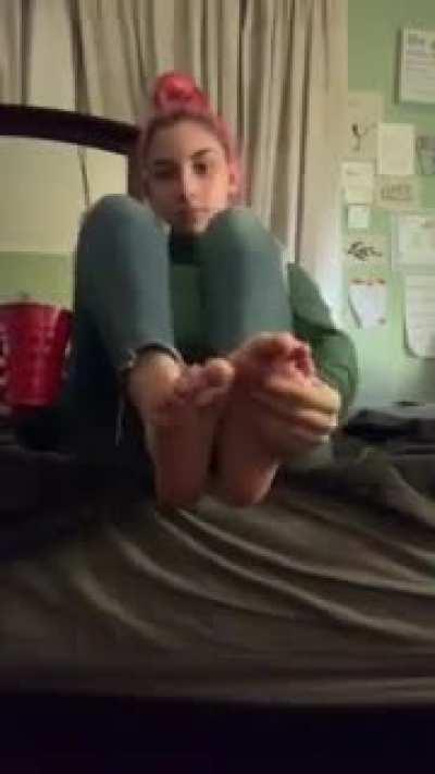 Spit pour on my feet