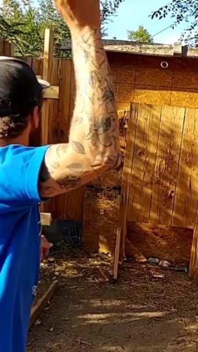 Pinning a 1 and a half inch ring with a throwing knife.
