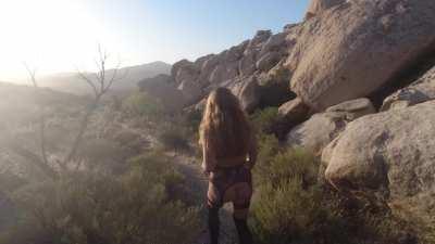 Hiking in lingerie back to camp while wearing my plug. So fun!