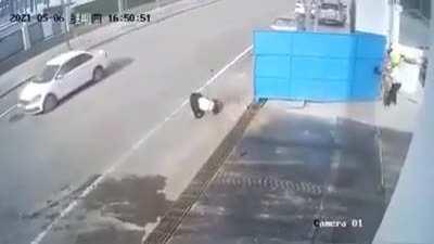 The guy got a slap from the gate