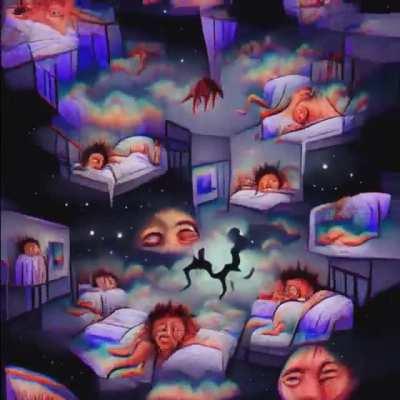 The transition between lucid dreams and nightmares (VQGAN+CLIP)