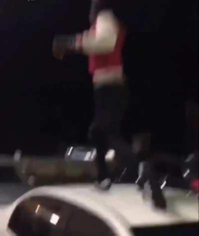 Walking on top of a car