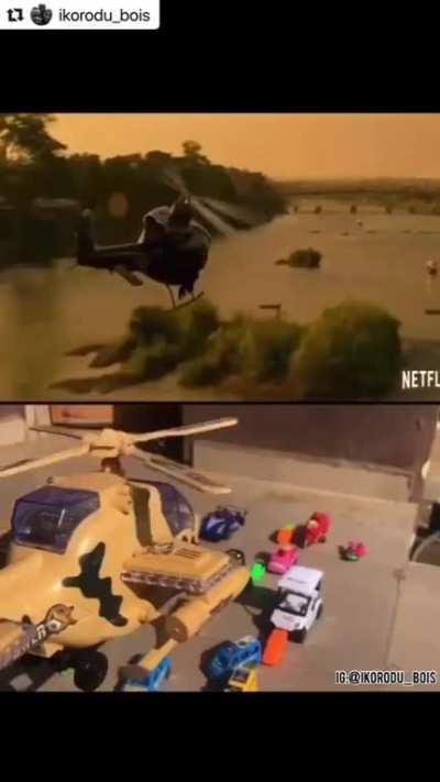 Huge shout out to these amazing young film makers (ikorodu_bois) for recreating Extraction trailer shot by shot