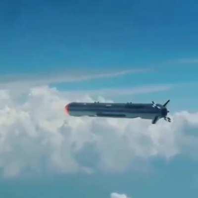 Chasing a cruise missile mid-air. It travels at 500mph, which is why the jet is easily able to keep up with it.