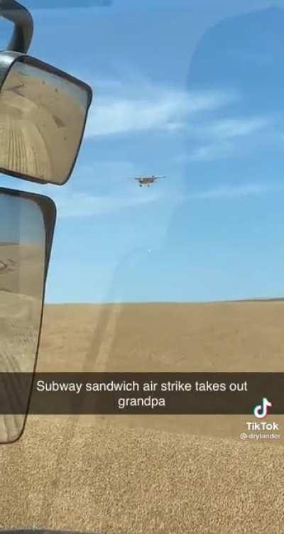Subway sandwich airsrike takes out grandpa