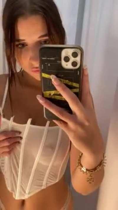 I need some help in the changing room... I think the girl outside heard my soft moan