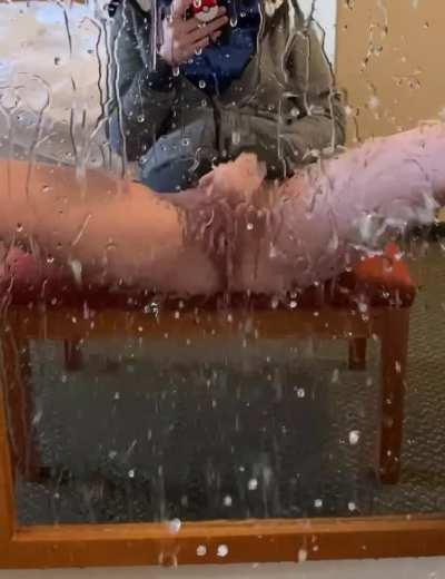 I love washing the mirrors at work