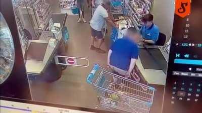 This dude taking a dump at the cash register