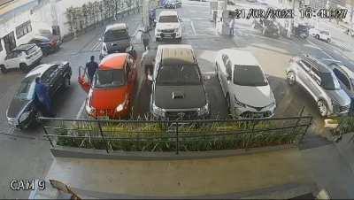 Female loanshark gets shot at gas station 