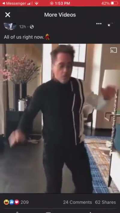 Robert Downey Jr dancing to Agatha Theme song