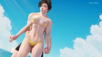 Tracer has some fun at the beach