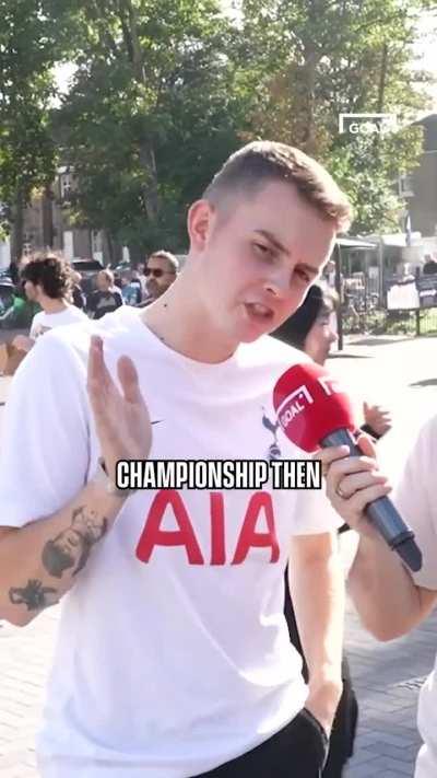 Not sure if it's been shared here before.... Spurs fans get asked if they would rather be relegated or see Arsenal win the Champions League