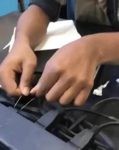 Kid sticks a paperclip into the outlet