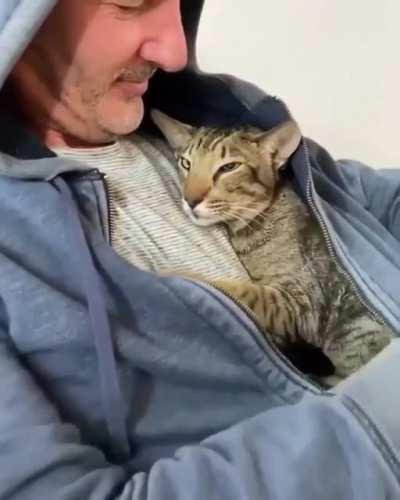 Getting cozy with dad