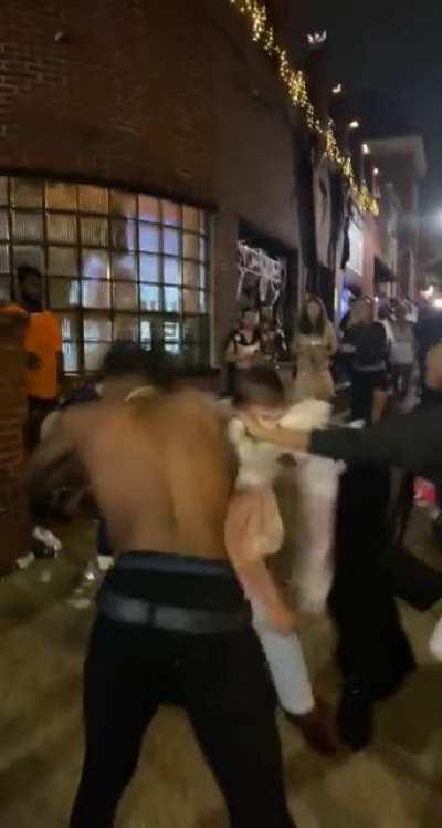 Dude gets knocked out brutally in front of girlfriend