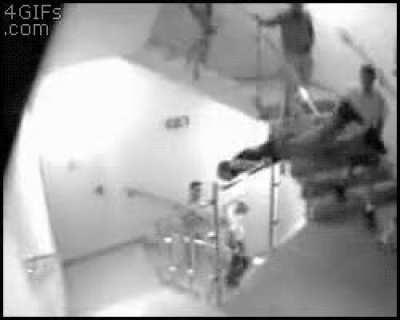 Playing on the railings