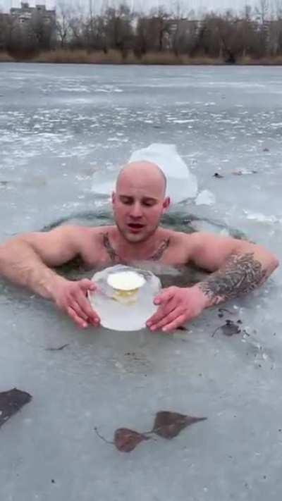 Having a RB whilst swimming in icy waters