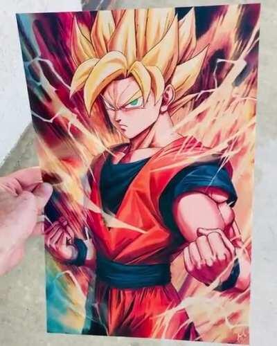 My Goku (Super Saiyan / God / Blue) Fan Artwork! Hand Drawn, Self-Produced 3D piece!