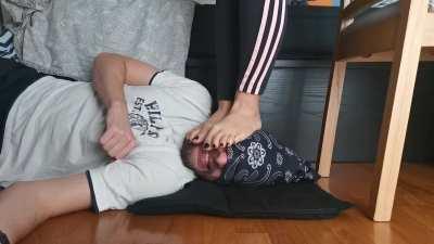 He can't even handle some face trampling...