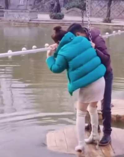 crossing a pond on a date