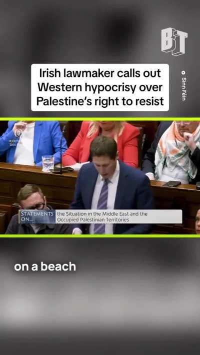 Irish lawmaker calls out Western hypocrisy over Palestine's right to resist