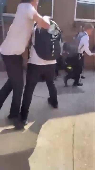 Dude getting ass beat made fun of dudes disabled brother.