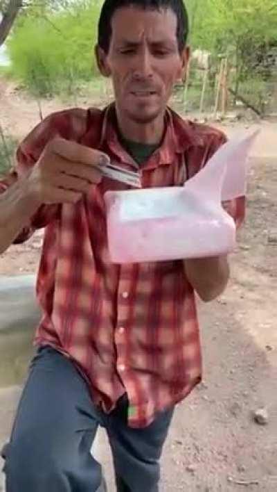 This man shoving boulders up there