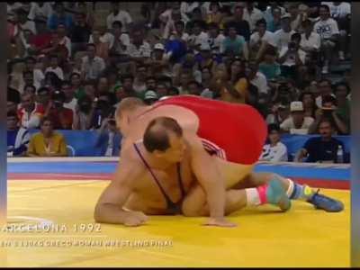 4 time Olympic medalist Alexander Karelin's SUPERSTRENGTH just casually slamming 285lb men on their head