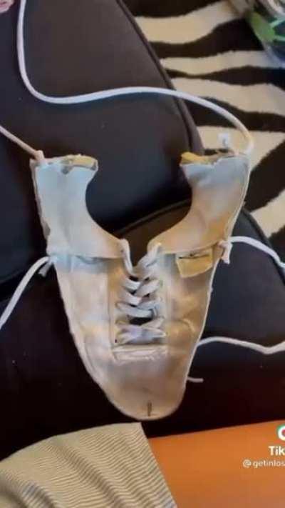 Why would u ruin a perfectly good shoe for a top that barely covers anything