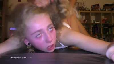 Mary Jane pounded pink faced and cock drunk