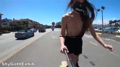 Boob slips out as I longboard!
