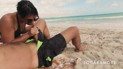 Cumming in her mouth on the public beach!